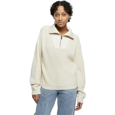Image of Urban Classics Women&#039;s Ladies Oversized Knit Troyer Sweatshirt, Sand, XXXL