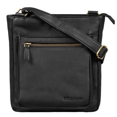 Image of STILORD &#039;Kaja&#039; Vintage Leather Bag for Women Small Shoulder Cross Body Handbag Evening Bags Work Ladies 9.7 inch Tablet Genuine Leather, Colour:Black