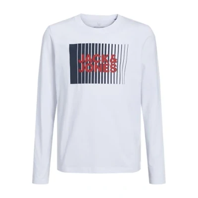 Image of Jack &amp; Jones Junior Jjecorp LOGO PLAY O NECK Long sleeved top for kids, Size: 12y, White
