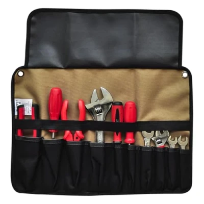 Image of AIBAOBAO Tool Roll Bag, 10 Pockets Bags, Multi Purpose Up Wrap Organisers, Portable Pouch, Screwdriver Spanner Tools Storage, Gifts for Men Dad (Khaki)