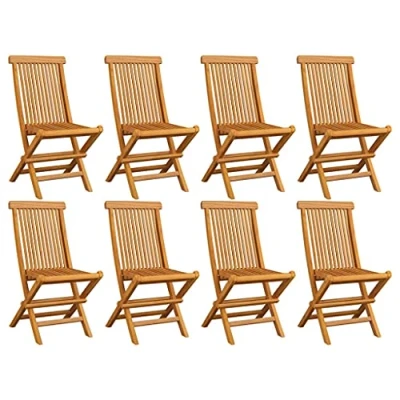 Image of vidaXL Folding Garden Chairs 8 pcs Solid Teak Wood