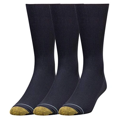 Image of Gold Toe Men&#039;s Metropolitan socks, 3 Pairs dress Navy, L UK