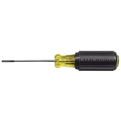 Image of Klein Tools 612 4 Screwdriver, Flat Head Terminal Block 1/8 Inch Cabinet Tip, Round Shank