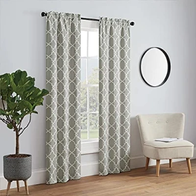 Image of Pairs to Go Vickery Modern Decorative Rod Pocket Window Curtains for Bedroom or Living Room (Double Panel), 28&quot; x 84&quot;, Gray