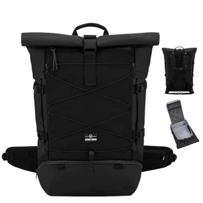 Image of Johnny Urban Travel Backpack Women &amp; Men Black Allen XL Rucksack for Hiking, Camping, Trekking, Travelling 50l Backpacking Bag with Laptop Compartment Water Repellent