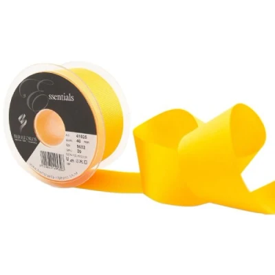 Image of Berisfords 41025 20 m x 40 mm Polyester Grosgrain Ribbon, Yellow