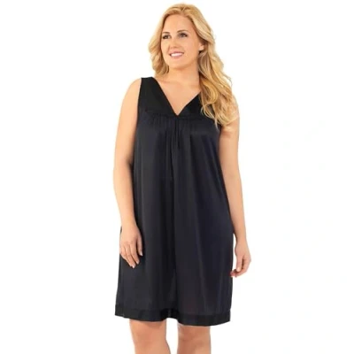 Image of EXQUISITE FORM Women&#039;s Coloratura 30107 Sleepwear Short Coat Nightgown, Black Midnight Black, XL
