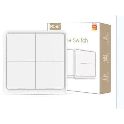 Image of MOES Scene Switch, ZigBee Wireless 12 Scene, Mechanical Push Button Battery Powered, Smart Home Automation Scenario Switch for Tuya Devices, Requires Gateway, White