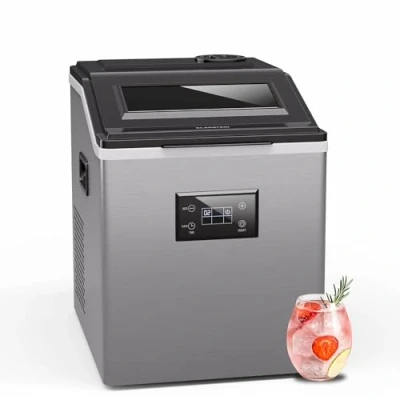 Image of Klarstein FrostMaster Ice Maker, 40 kg/Day, 34 Cubes in 15 Mins, Stainless Steel Machine, LED Control Panel, Scoop Included, Easy to Clean, Home &amp; Bar Use