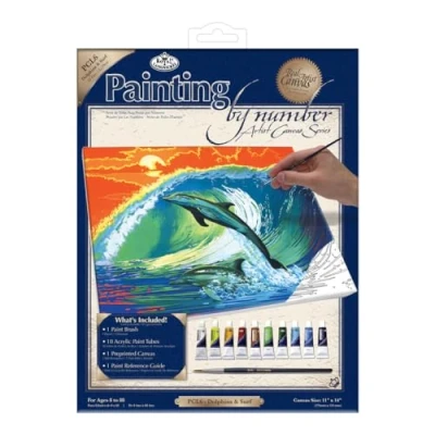 Image of Royal &amp; Langnickel Painting by Numbers Artist Canvas Series Dolphins and Surf Large Designed Set