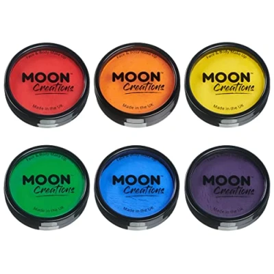 Image of Moon Creations Pro Face &amp; Body Makeup Gay Pride LGBTQ Set 36g Professional Colour Paint Cake Pots For Painting Kids, Adults, Fancy Dress, Festivals, Halloween