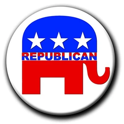 Image of Party People Republican Elephant badge 59mm Vote pin button gift