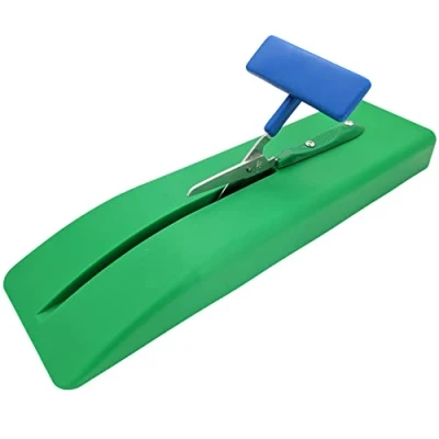 Image of PETA Easi Grip Mounted Table Top Scissors, Stainless Steel Spring Loaded on a Plastic Base with Rubber Feet, Increase Stability and Leverage, Ideal for Anyone Poor Hand Control, Weak Strength Tremors, 45mm blade