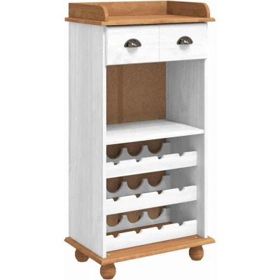 Image of vidaXL Wine Cabinet &quot;ASKIM&quot; with 12 Bottle Holders White Solid Wood Pine