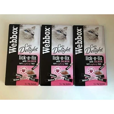 Image of Webbox Lick e Lix Yoghurty Treat with Salmon 5 x 15g Sachets (Pack of 3)