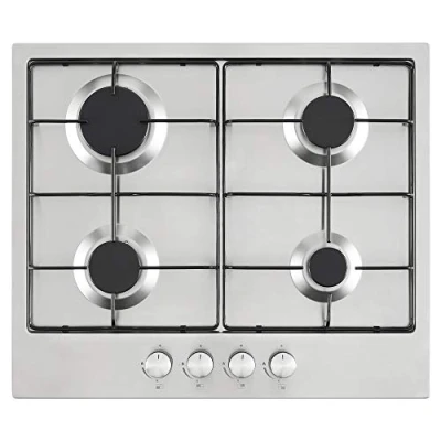 Image of Cookology GH601SS 60cm 4 Gas Burner Cooker Built in Hob Cooktop with Cooking Zones and Enamel Pan Stands Stainless Steel