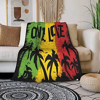 Image of 736 Sofa Towel One Love Reggae Rasta Throw Luxury Cover Rug Decorative Versatile Blanket For Sofa, Bed, Adults, 200X150cm
