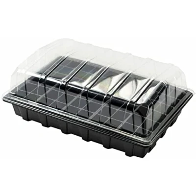 Image of Muddy Hands Pack of 2 60 Cell Plastic Propagator Tray Set with Lid Garden Greenhouse Seed Seedling Plug Growing Germination Trays (Base Come Without Drainage Holes)