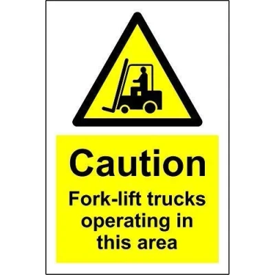 Image of Warning Caution Forklift Trucks Operating In This Area Safety Sign Metal 8x12 Inches