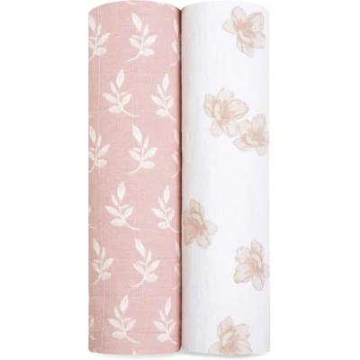 Image of aden + anais Cotton Muslin Swaddle 2 Pack Squares Large Receiving Blankets for Girls &amp; Boys Ideal Newborn Babies Infant Swaddling Wrap Set Perfect Earthly, 120x120cm