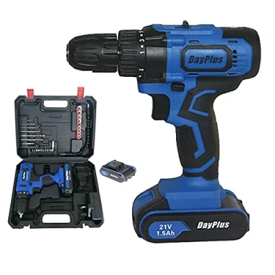 Image of Cordless Combi Drill 45Nm, 2 in 1 Electric Screwdriver with x 1.5Ah Batteries, Impact Driver, Speed, Built LED, 29PC Accessory Kit + Carry Case