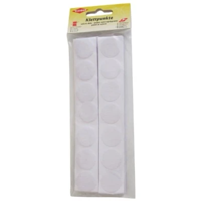 Image of Kleiber 16 mm Wide Hook and Loop Coins Self Adhesive, White