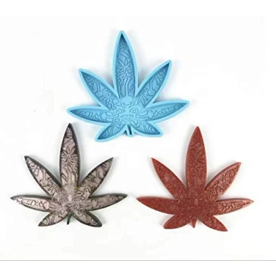 Image of Cannabis Leaf Shape Coaster Ashtray Mould DIY Silicone Marijuana Baking Mold