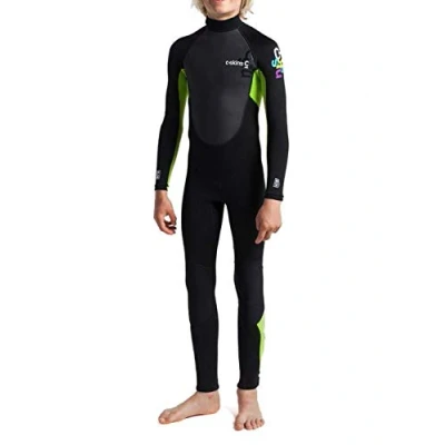 Image of 2023 C Skins Junior Element 3/2mm Back Zip Wetsuit Black Lime Breathable Unisex