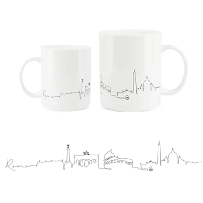 Image of Purely Home Rome City Skyline Collection Fine Bone China Mug White Coffee/Tea Present Gift for Travel Lovers
