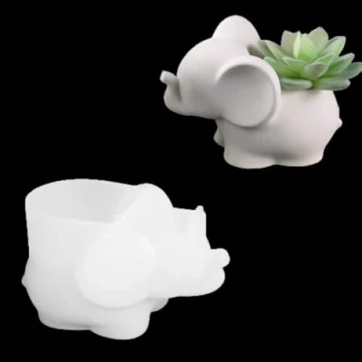 Image of iSuperb Epoxy Resin Moulds Cute Elephant Shaped Makeup Sponge Candle Holder Jewelry Display Storage Box Mould Silicone Casting (Elephant)