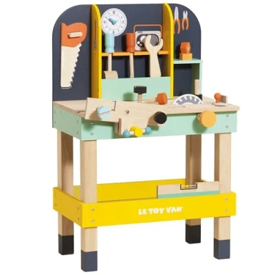 Image of Le Toy Van Cars &amp; Construction Educational Alex&#039;s Wooden Work Bench Set For Role Play Pretend Tools Suitable 3 Year Olds+