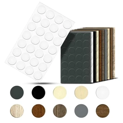 Image of haggiy Self adhesive cover caps for furniture &amp; floors screw round screws drill holes protection Ø20 mm 28 pieces plasters (Alaska White)