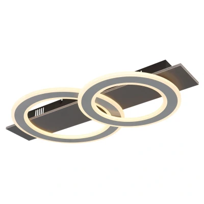 Image of Jayden 2 Ring Integrated LED Semi Flush Ceiling Light Anthracite Brushed 2x 3000K