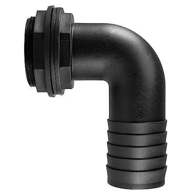 Image of Water butt/rain barrel/water storage tank overflow hosetail elbow with nut &amp; washer (2&quot; bsp 2&quot; barb)