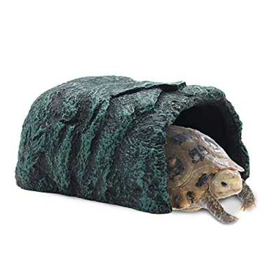 Image of Aquarium Cave, Tortoise Rock Decoration Terrarium Stone Hideaway Natural Habitat Ornament for Gecko Spiders Frogs Lizards Fish Amphibian