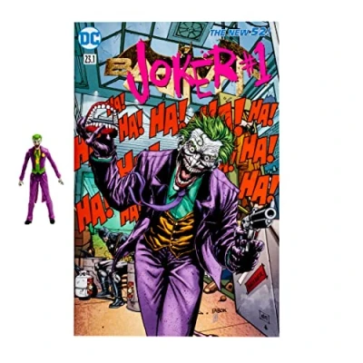 Image of McFarlane Toys, DC Page Punchers, 3 Inch Comic Rebirth Joker Action Figure with 5 points of articulation, Collectible Character Book Ages 12+