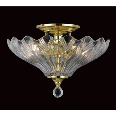 Image of Dallas Polished Brass Bowl Semi Flush Ceiling Light