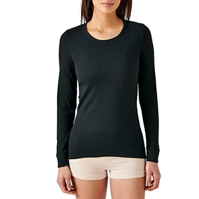 Image of Damart Women&#039;s Tee Shirt Manches Longues. Themal Top, Black (Noir 56680 17010), 6 (Size: X Small)