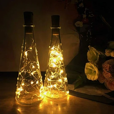 Image of KALUO 3M 30 LED Warm Color Bottle Lights (10 Pack),Copper Wire Cork Rope Battery Operated for Wine Bottle,Starry String Light Parties, Wedding, Christmas Decoration