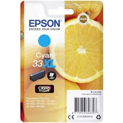 Image of Epson 33XL Cyan Oranges High Yield, Genuine, Claria Premium Ink