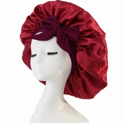 Image of iLamvie Silk Bonnet,Adjustable Satin Bonnet,Hair Bonnet For Sleeping,Bonnet,Soft And Comfortable Sleep Cap(red)