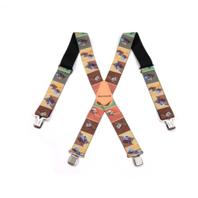 Image of Barnwell Farming Trouser Braces Suspenders Heavy Duty Metal Clips 50mm Wide Adjustable Elastic Work Tractor Bales
