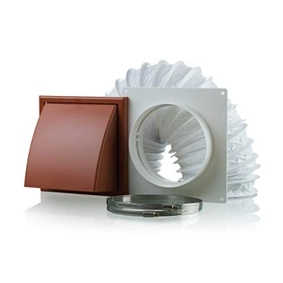 Image of Tumble Dryer Cooker Hood Extractor Fan Wall Duct Kit with Cowled External Shutter Vent 100mm 4&quot; (Cotswold Stone)