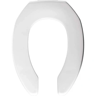 Image of Bemis 2155CT 000 Commercial Heavy Duty Open Front Toilet Seat Without Cover That Will Never Loosen &amp; Reduce Call Backs, White, Elongated
