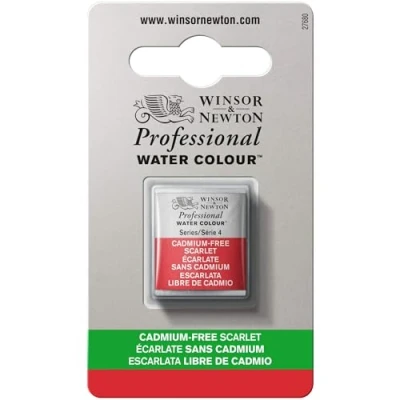 Image of Winsor and Newton 0101903 Proffesional Water Colour, Half Pan Size, Cadmium Free Scarlet, Pack of 3