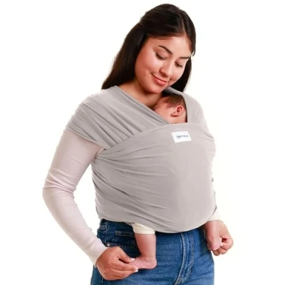 Image of Sleepy Wrap Baby Carrier Newborn to Toddler Ergonomic, Hands Free Made from Stretchy Fabric Lightweight for Infants 7 35 lbs / 3 15 kg (Light Grey)
