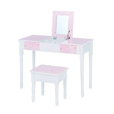 Image of Fantasy Fields By Teamson Kids &#039;Kate&#039; Play Dressing Table/Vanity with Storage Pink/White TD 13295A