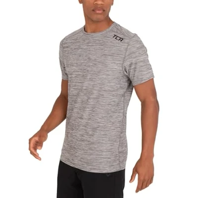 Image of TCA Galaxy 4D Stretch Mens Gym, Running, Training T Shirt Gym Tops for Men, Running Top Lightweight Breathable Moisture Wicking Quick Dry Tshirt Cool Grey, XL