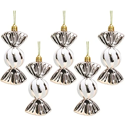 Image of Christmas Concepts® Pack of 5 110mm Large Sweet Shaped Baubles Shiny &amp; Glitter Decorated (Champagne)