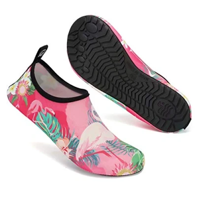 Image of Swim Water Shoes Socks Barefoot Protecting for Sea Beach Swimming Pool Ladies Women(Pink Flamingo,3.5/4 UK,36/37 EU)